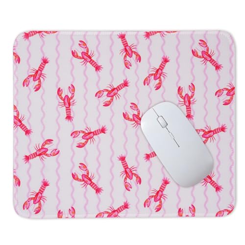 Mouse Pad for Desk with Stitched Edge, Premium Cute Washable Mouse Pads. Computer Mousepad with Non-Slip Rubber Base, Mousepads for Laptop, 9.25x7.75x0.12 inch (Crayfish Waves) - color: Crayfish Waves