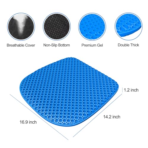 Large Gel Seat Cushion for Long Sitting with Non-Slip Cover,Soft & Breathable,Seat Cushion for Chair,Car,Office,Desk Chair,Wheelchair - size: Medium Size