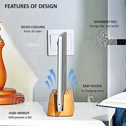 ACODE Wood Vertical Laptop Stand for Desk - Compatible With MacBook Pro Air, Surfaces - Storage Rack Slot Thickness 0.59" to 0.71" - Upright Holder - color: 1 Fagus lishizhijia