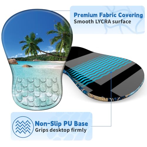 YIWEI Ergonomic Mouse Pad with Wrist Rest for Carpal Tunnel Pain Relief - color: Beach