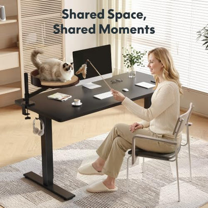 FLEXISPOT EN2 55"x28" Standing Desk Bundle with Monitor Mount, Maple - color: Black Frame + Black Top, size: 55x28 | Cat Bed