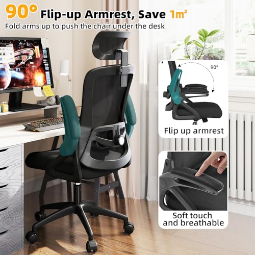 Ergonomic Office Chair Desk Chair with Adjustable Lumbar Support - color: Black-black