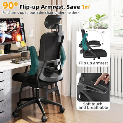 Ergonomic Office Chair Desk Chair with Adjustable Lumbar Support - color: Black-black