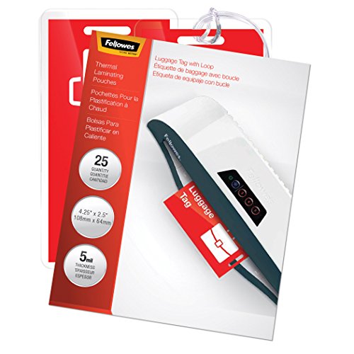 Fellowes Thermal Laminating Pouches, Luggage ID Tag Sheets, 5 Mil, 25pk - style: 5mil-25pk