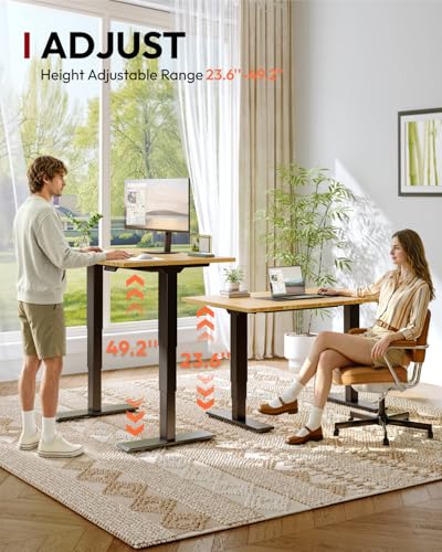 SANODESK Solid Bamboo Dual Motor Standing Desk, 220 lbs, 48×24 - color: Natural Bamboo+black Frame, size: 4824
