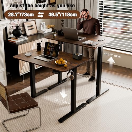 Small Standing Desk,35"x24" Height Adjustable Sit-Stand Home Office, Brown | Electric Adjustable Standing Desk, Sit to Stand Computer Office Desk with Splice Board, Memory Preset, Lifts 28.7''-46.5" - color: Rustic Brown, size: 35 inch