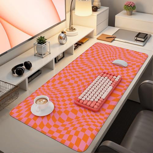 iCasso XXL Large Mouse Pad for Desk, Orange Checkered - color: Orange Checkered