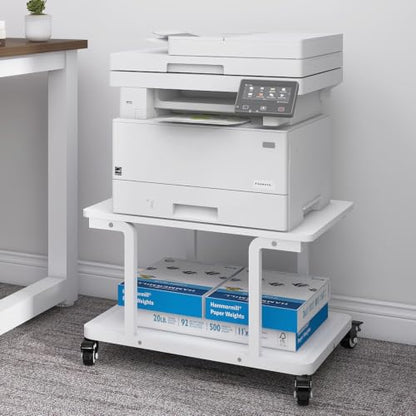 Natwind 2 Tier Laser Printer Stand,24''x20'' Under Desk Printer Cart, White - color: White