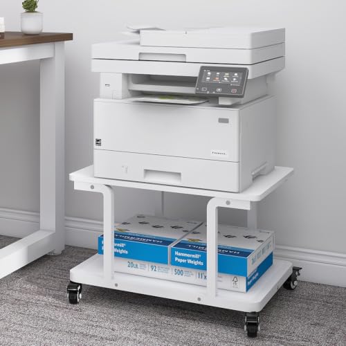 Natwind 2 Tier Laser Printer Stand,24''x20'' Under Desk Printer Cart, White - color: White