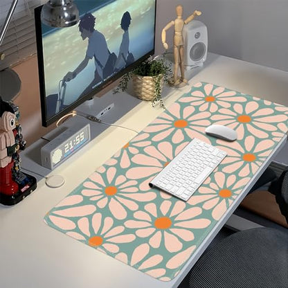 iCasso Desk Mat, Desk Matt for Desktop, Cute Desk Pad Mat, Green Floral - color: A-Green Floral