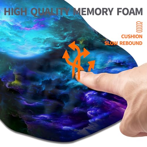 Ergonomic Slope Mouse Pad Wrist Support, Wrist Rest Mousepad for Carpal Tunnel Pain Relief with Massage Bulge and Slow Rebound Memory Foam (12x8 inch, Nebula) - color: AM044-nebula