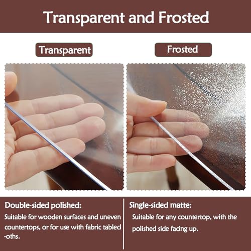 Clear Frosted Dining Table Protector,50x80cm Coffee Table Table Cover, Waterproof Scratch Resistant PVC Dining Table Cloth,2mm Thick Durable Tablecloth for Desk,Rectangle