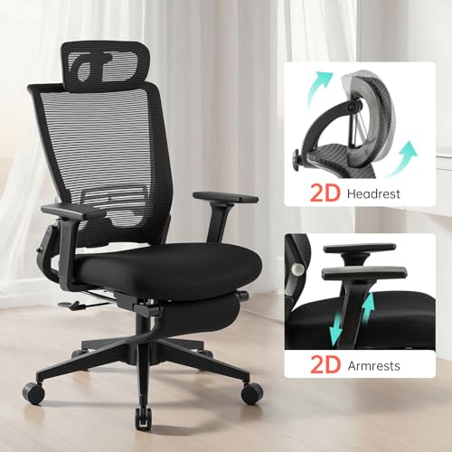 Ergonomic Foldable Office Chair with Footrest and Lumbar Support, Black - color: Black