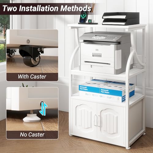 Natwind 4 -Tier Rolling Printer Stand with Power Outlet,23.6"x15.8",White - size: Style B