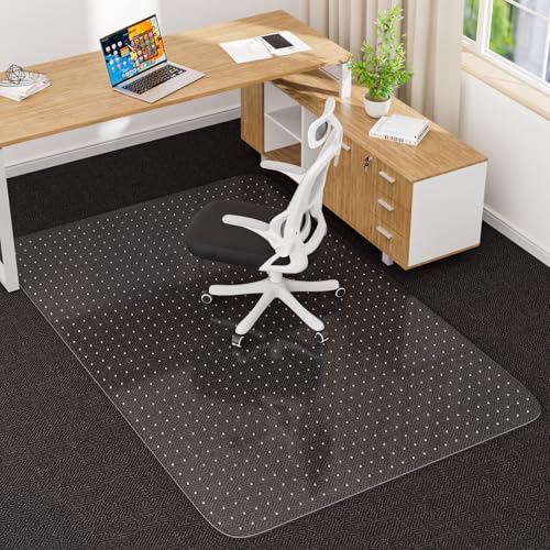 Office Chair Mat for Low Pile Carpet, 45" x 53" Clear Plastic | Floor Protector, Heavy Duty Desk Chair Mat for Rolling Chairs, Smooth Glide Computer Mat for Home Office - size: 45"x53"