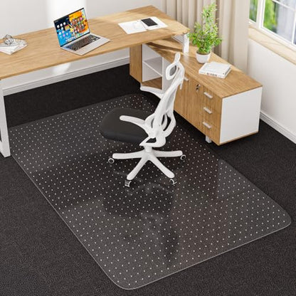 Office Chair Mat for Low Pile Carpet, 45" x 53" Clear Plastic | Floor Protector, Heavy Duty Desk Chair Mat for Rolling Chairs, Smooth Glide Computer Mat for Home Office - size: 45"x53"