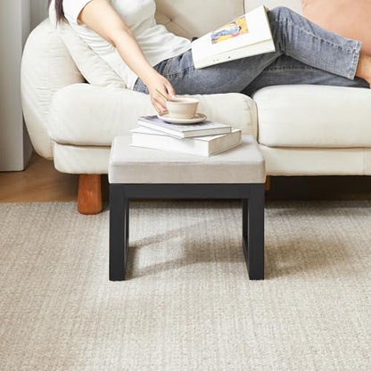 IBUYKE Small Footstool Ottoman, Linen Fabric Footrest, Grey WBD001G - color: Grey