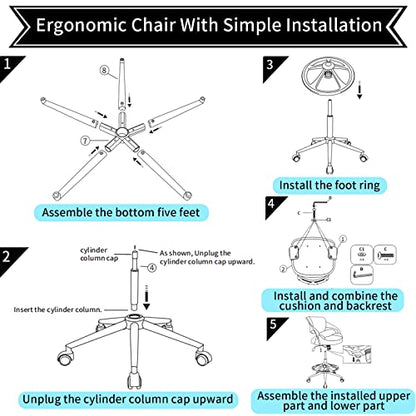 Ergonomic Drafting Chair,Standing Computer Desk Chair,Foot Ring,Lumbar Support,Swivel Task Chair -Grey