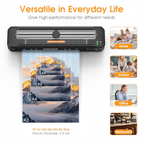 Crenova Laminator Machine with 12 Laminating Sheets, A3 Laminating Machine | Hot & Cold with Trimmer Corner Rounder, Fast Warm Technology, 13-Inch Laminator for Home Office School Business