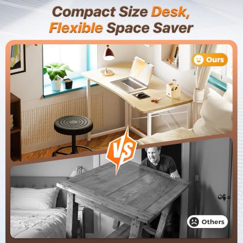 Huuger Folding Desk for Small Spaces, 39.4 Inch Foldable Computer Table - color: Oak, size: 18.9"D x 39.4"W