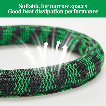 Cable Sleeve 1/2 Inch x 50FT Self-Wrapping Wire Loom - color: Black green, size: 1/2"-50ft