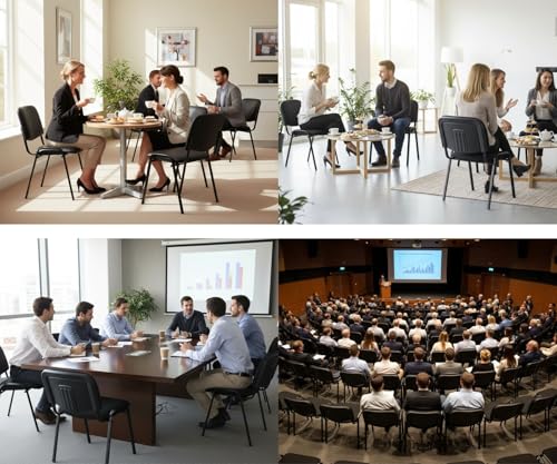 ROCITY Waiting Room Chairs Set of 10 Stackable Conference Room Chairs Mesh Office Reception Chair for Guest School Breakroom Banquet Church Lobby (Mesh-Cushion,Black,10PCS - size: 10PCS