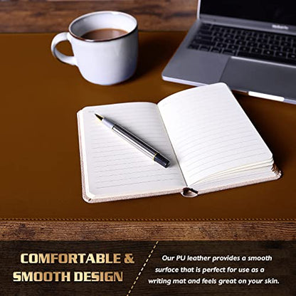 K KNODEL Large Sewing Leather Desk Mat, Desk Pad (Brown, 35.4" x 17") - color: Brown/Black, size: 35.4" x 17"