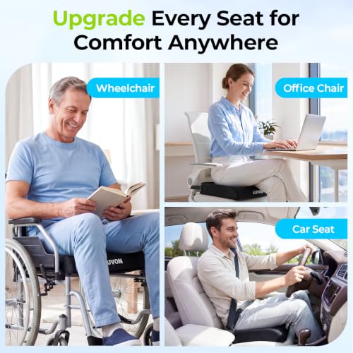 AUVON Gel Wheelchair Seat Cushion with Waterproof Cover for Pressure Sore & Ulcer, Ergonomic Chair Cushion with U-Cutout for Tailbone Pain, Back Pain Relief, Memory Foam Wheelchair Cushion, Anti-Slip | Ergonomic Chair Cushion with U-Cutout for Tailbone, B