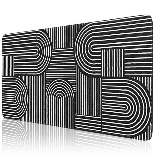 iCasso Black Desk Mat, Large Mouse Pad for Desk, Computer Pad for Desktop - color: Line-Black