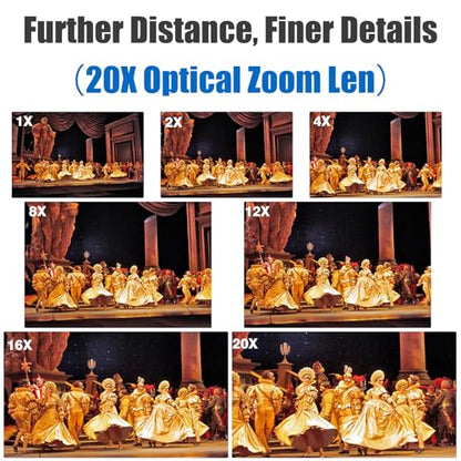 4K HDMI PTZ Camera,Optical 20X Zoom Conference Room Camera,Auto Focus and auto Tracking,with IP/USB3.0/HDMI/RS232/RS485 for Live Streaming Video Conference and Church Education ﻿