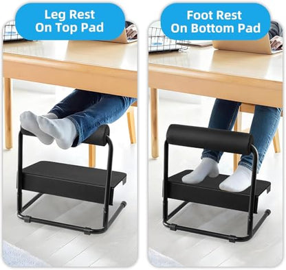 Adjustable Foot Rest Under Desk Footrest Leg Rest 6 Height Positions for Desk, Office Gaming Chairs Ergonomic with Relief Platform for Standing Desks