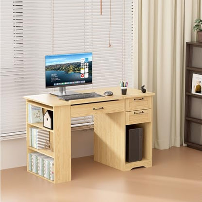 Drafting Table with Storage Cabinet & Drawers, Adjustable Drawing Desk with Open Shelves, Craft Table Painting Desk for Artists, Painters, Drawing, Crafting, Reading, Writing, Working - color: Oak