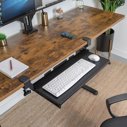 Mount-It! 24” Clamp-On Under Desk Keyboard Tray, Slide-Out Keyboard Drawer for Desk, Ergonomic Pull-Out Platform with Smooth Gliding Tracks, No-Drill C-Clamp Mount, Under Desk Keyboard Holder - size: 24" x 11"
