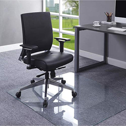 Lorell Tempered Glass Chairmat, 44" Width x 50" Depth x 0.25" Thickness, Clear, 1 Each - size: 44" x 50"
