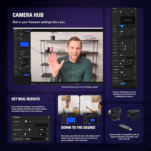 Elgato Facecam 4K, 4K60 Studio Webcam, DSLR-Like Control - style: Facecam 4K