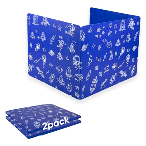2-Pack Desk Dividers for Students, 3-Fold Privacy Screens, Durable Waterproof Plastic Study Boards, Easy Clean Classroom Shields for Schools,Teacher Supplies & Student Desk Organizers, Blue