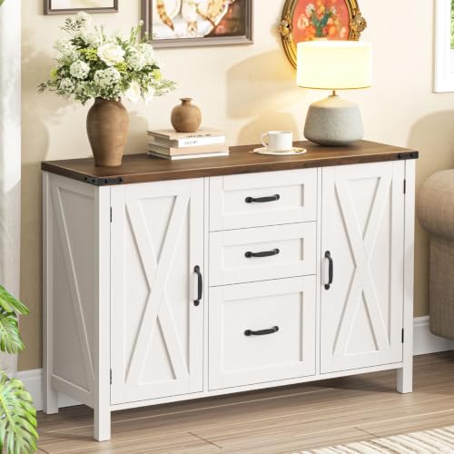 Vabches File Cabinet with 3 Drawers Fits Files Letter/A4 Size, Rustic White - color: Rustic White