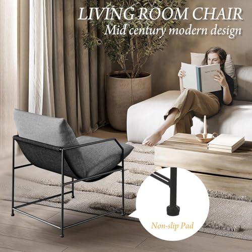 Accent Chair Living Room Chairs Accent Chairs Set of 2 Comfy Reading Chair for Bedroom Upholstered Lounge Chair Mid Century Modern Arm Chair Side Sofa Chair Armchair Waiting Room Chairs(Charcoal, 2) - color: Charcoal