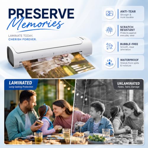 13 Inch Laminator Machine with 30 Laminating Sheets, A3 11-in-1 Hot & Cold Thermal Laminator for Teachers, 60S Fast Warm-Up, 450mm/min, Never-Jam Design Laminate for Home, Office, School -White