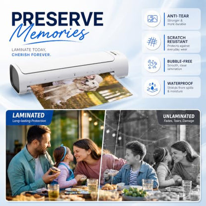 13 Inch Laminator Machine with 30 Laminating Sheets, A3 11-in-1 Hot & Cold Thermal Laminator for Teachers, 60S Fast Warm-Up, 450mm/min, Never-Jam Design Laminate for Home, Office, School -White