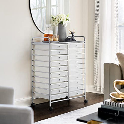 Yaheetech 20-Drawer Rolling Storage Cart on Wheels, Craft Organizer, White - color: White, style: 20 Drawers