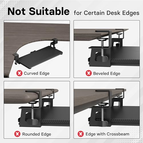 BONTEC KMT01-PJ Under Desk Keyboard Tray, Pull-Out Keyboard & Mouse Platform with C-Clamp, 20 x 11.8 in Space-Saving Ergonomic Slide-Out Drawer, Black Carbon Fiber - color: Black Carbon Fiber, size: 20" x 11.8"