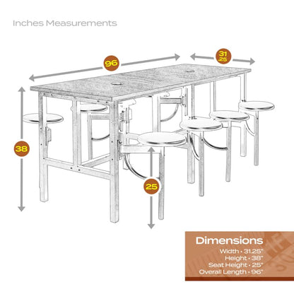 Romig Endure Standing Height Collaborative Table and Chair Set with 8 Pull-Out Swivel Stools, Walnut Top, Built-in Power Outlets and USB Charging, Classroom Training Table - color: Walnut, size: 8 Seater