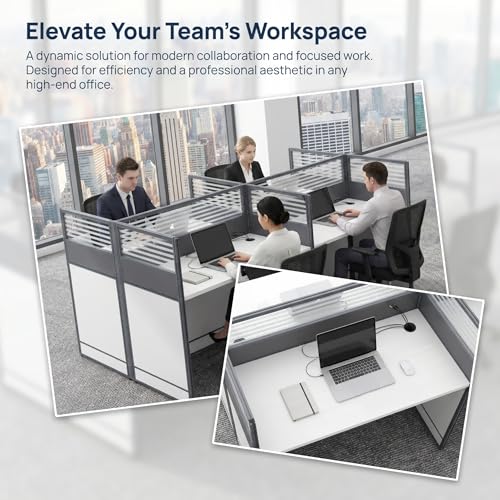 Office Cubicle Desk,Premium Modular Multi-Person Face-to-Face Computer Workstation with Wire Management Grommets, Acoustic Privacy Divider Panels for Call Center & Commercial Space,6person - color: 6person