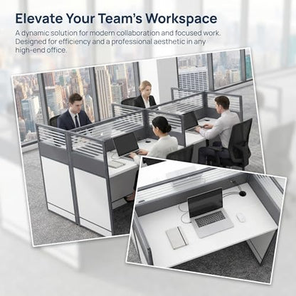 Office Cubicle Desk,Premium Modular Multi-Person Face-to-Face Computer Workstation with Wire Management Grommets, Acoustic Privacy Divider Panels for Call Center & Commercial Space,6person - color: 6person