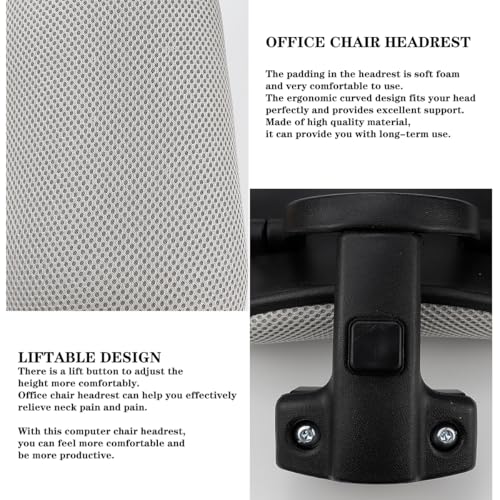 Office Chair Headrest Attachment Head Support Cushion Chair Mesh Head Rest Black Mesh Frame Adjustable Height Angle for Ergonomic Office Chair - color: Color 3