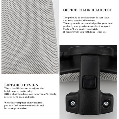 Office Chair Headrest Attachment Head Support Cushion Chair Mesh Head Rest Black Mesh Frame Adjustable Height Angle for Ergonomic Office Chair - color: Color 3