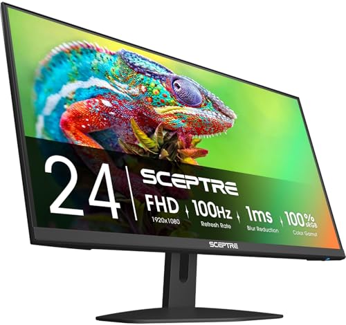 Sceptre Prime 24-inch Gaming Monitor 100Hz 1ms DisplayPort HDMI x2 100% sRGB AMD FreeSync Build-in Speakers, Eye Care Frameless Machine Black 2025 (E248W-FW100T) | 100Hz 1ms DisplayPort HDMI x2 100% sRGB AMD FreeSync Build-in Speakers, Eye Care Frameless
