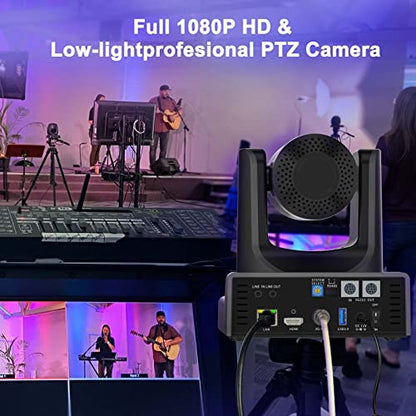 PTZ Camera 20X Optical Zoom with AI Tracking,HDMI,3G-SDI,USB3.0,POE,LAN,Simultaneous 3G-SDI and USB Video Output,NDI PTZ Camera for Church, Conferences, Teaching,vMix OBS etc - size: 20X-NDI-Black