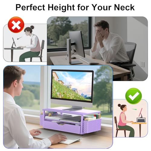 Spacrea Desk Organizers and Accessories, Printer Stand with Storage, Purple - color: Purple